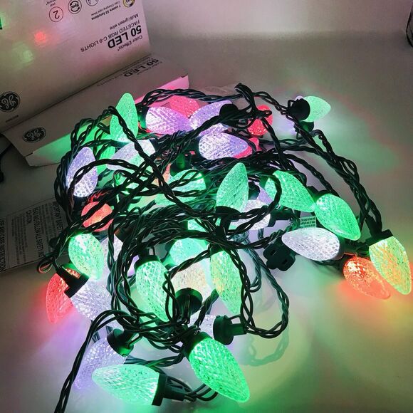 NEW GE Color Effects 50 LED Faceted C-9 Lights 32.6 ft 7-Colors & 53 Functions - Picture 3 of 5